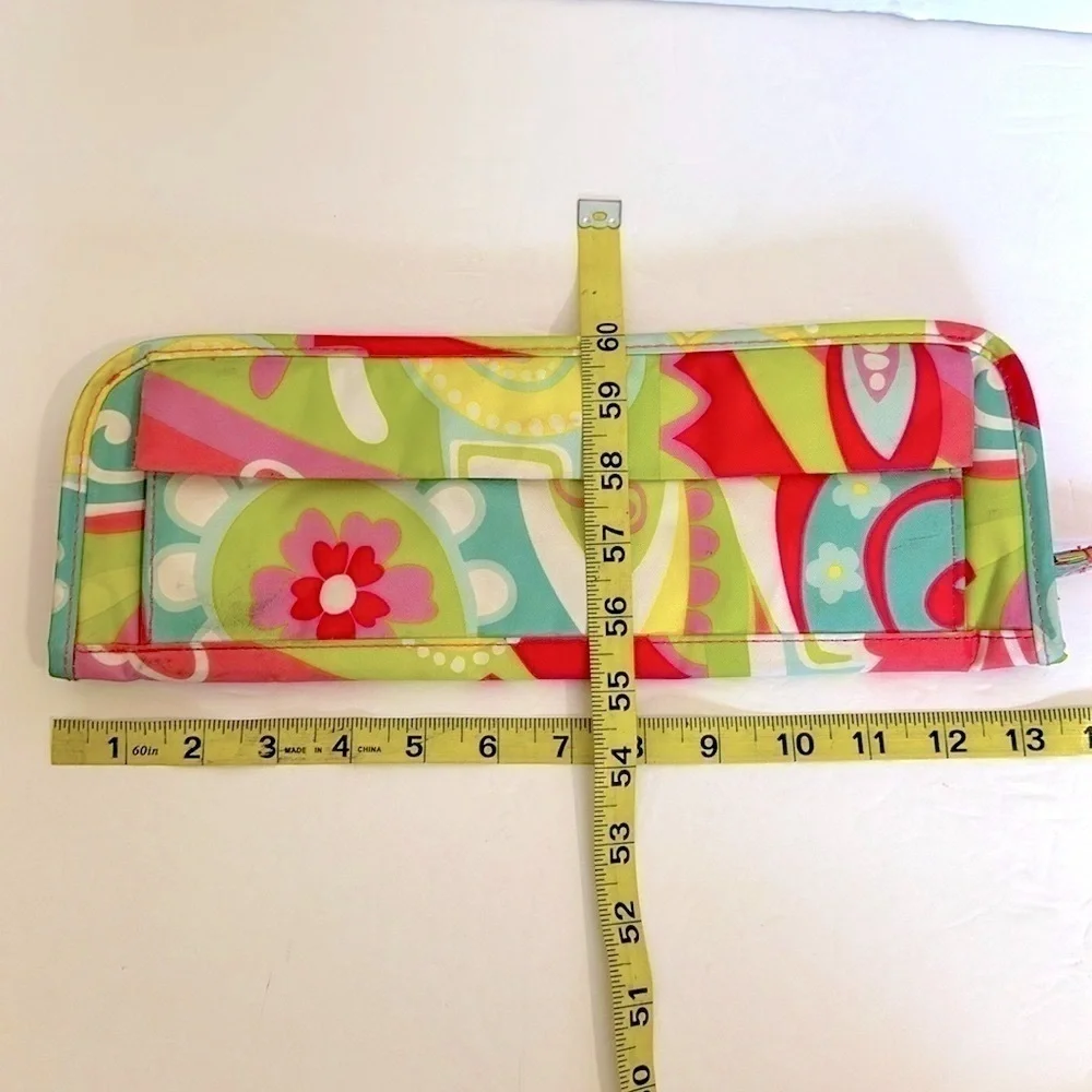 Room it up flat iron zip travel case in retro boom with front pocket w/ wristlet